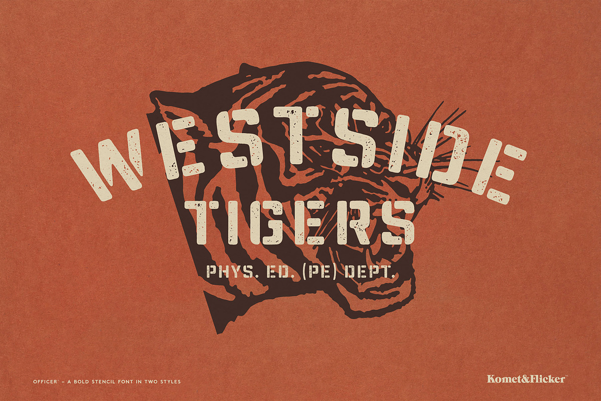 Officer - A Bold Stencil Font, a Sans Serif Font by Komet & Flicker (Photo 6 of 15)