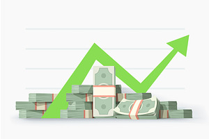 big growing money pile on white back, a Finance Illustration by IfH