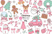 Coquette Pink Christmas Clipart, a Seasonal Illustration by KisbyArt (Thumbnail 2 of 10)