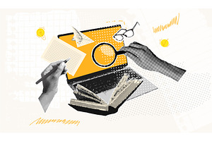Laptop study collage. Online school, an Education Illustration by Stock-Smart-Start
