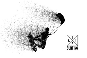 Silhouettes of a kitesurfer