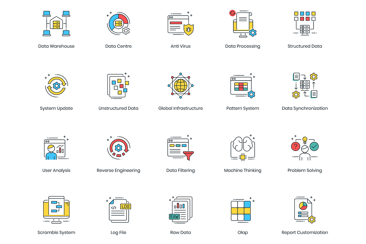 73 Data Analytics Modern Icons, an Outline Icon by Flat Icons