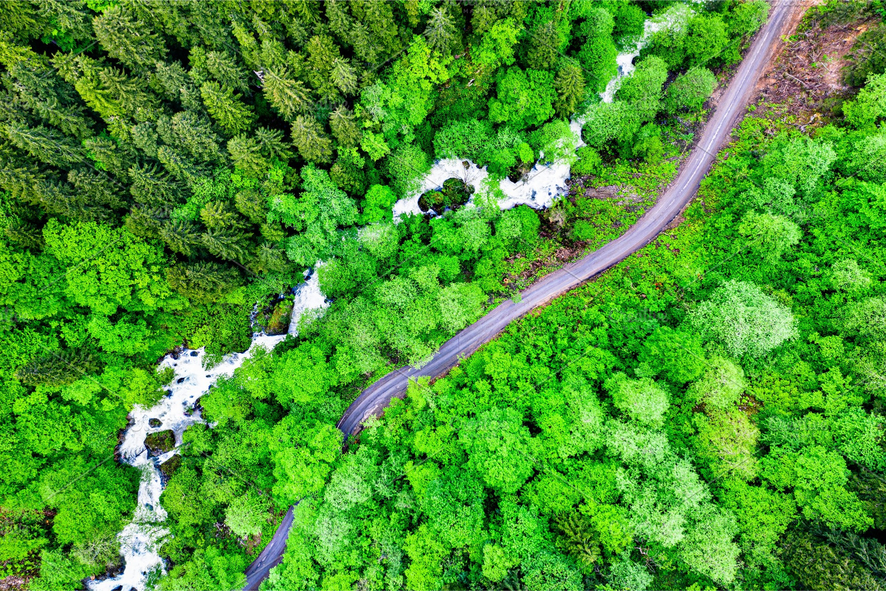 Top view of a river and a road in, a Nature Photo by Leonid Andronov