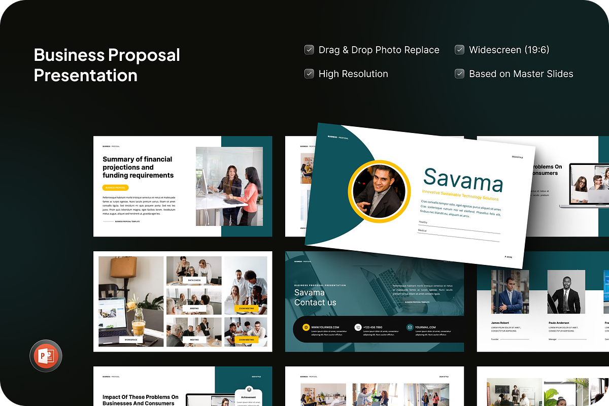 Savama Business Proposal PowerPoint, a Presentation Template by SquidPixey (Photo 1 of 7)