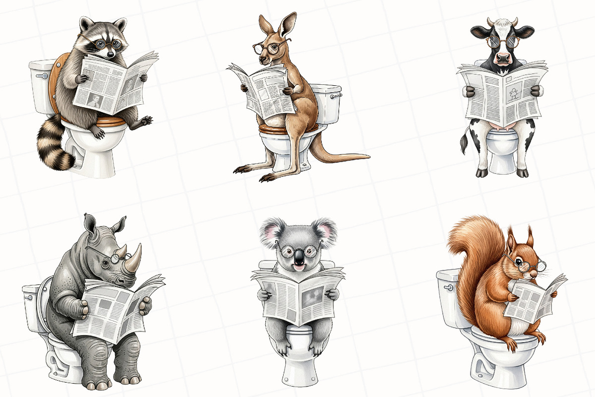 Quirky Animals Sublimation Clipart, an Illustration by OK Design (Photo 5 of 5)