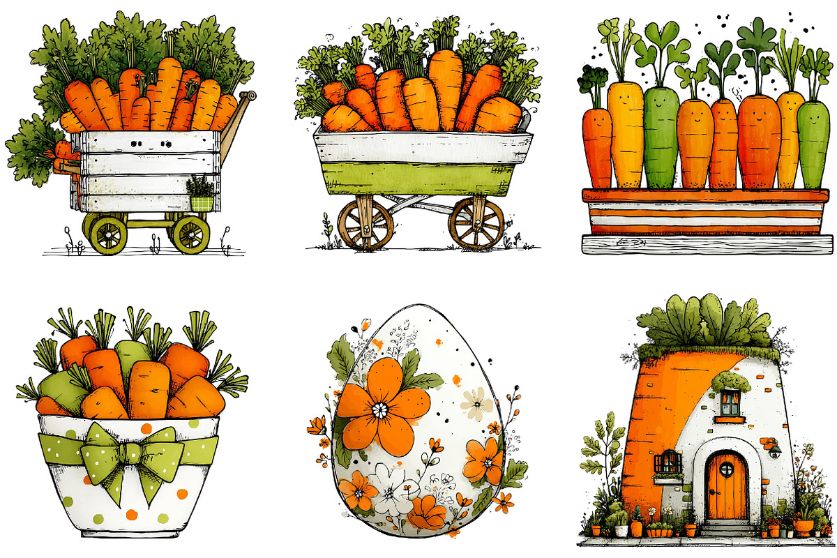 Carrot Easter Watercolor Clipart Set, an Illustration by Sublimation Artist (Photo 5 of 7)