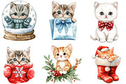 Watercolor  Kitten Christmas Clipart, an Illustration by Designking (Thumbnail 3 of 4)