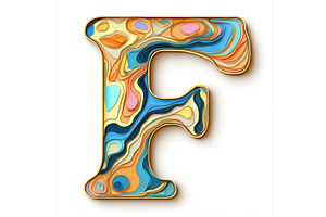 Colorful letter F with abstract wavy, an Illustration by tilialucida