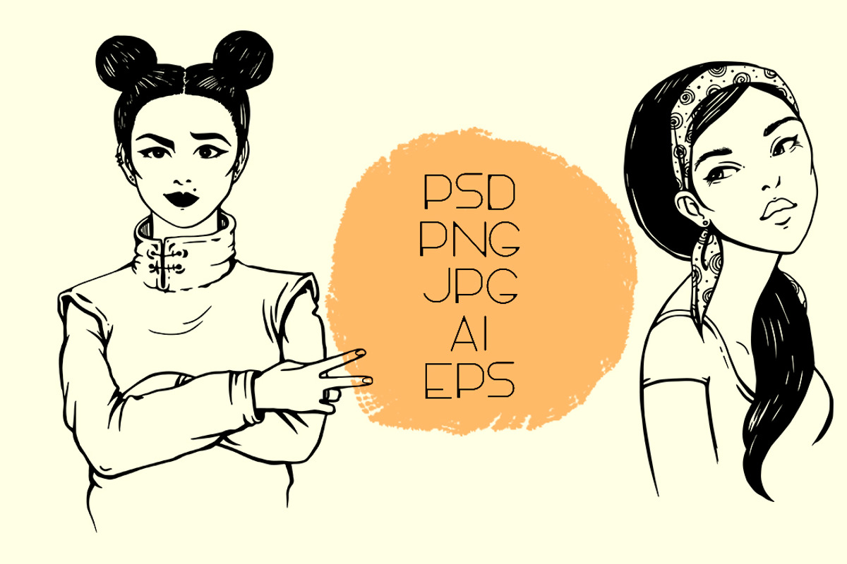Hand-drawn Female portraits, an Illustration by Mandarinkas art (Photo 2 of 12)