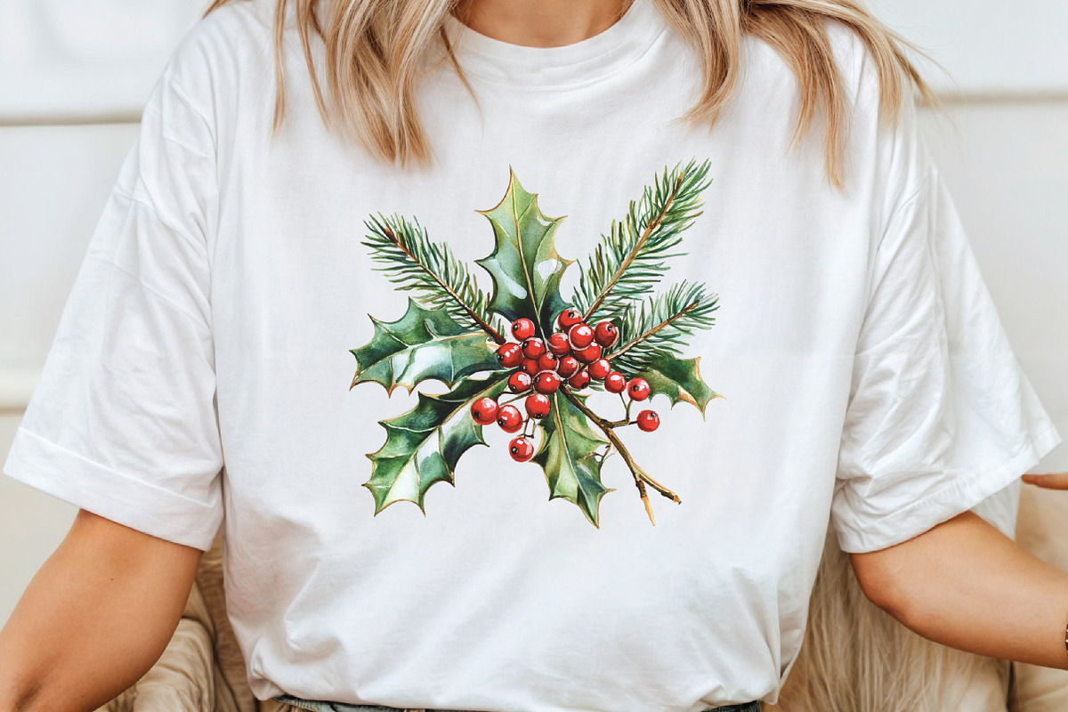 Watercolor Holiday Floral Clipart, an Illustration by CraftArtStudio (Photo 4 of 6)