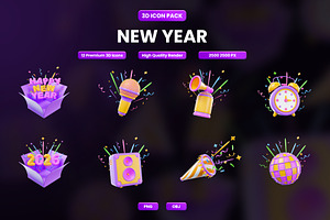 New Year 3D Icon Pack, an Object Graphic by Artnivora.Std