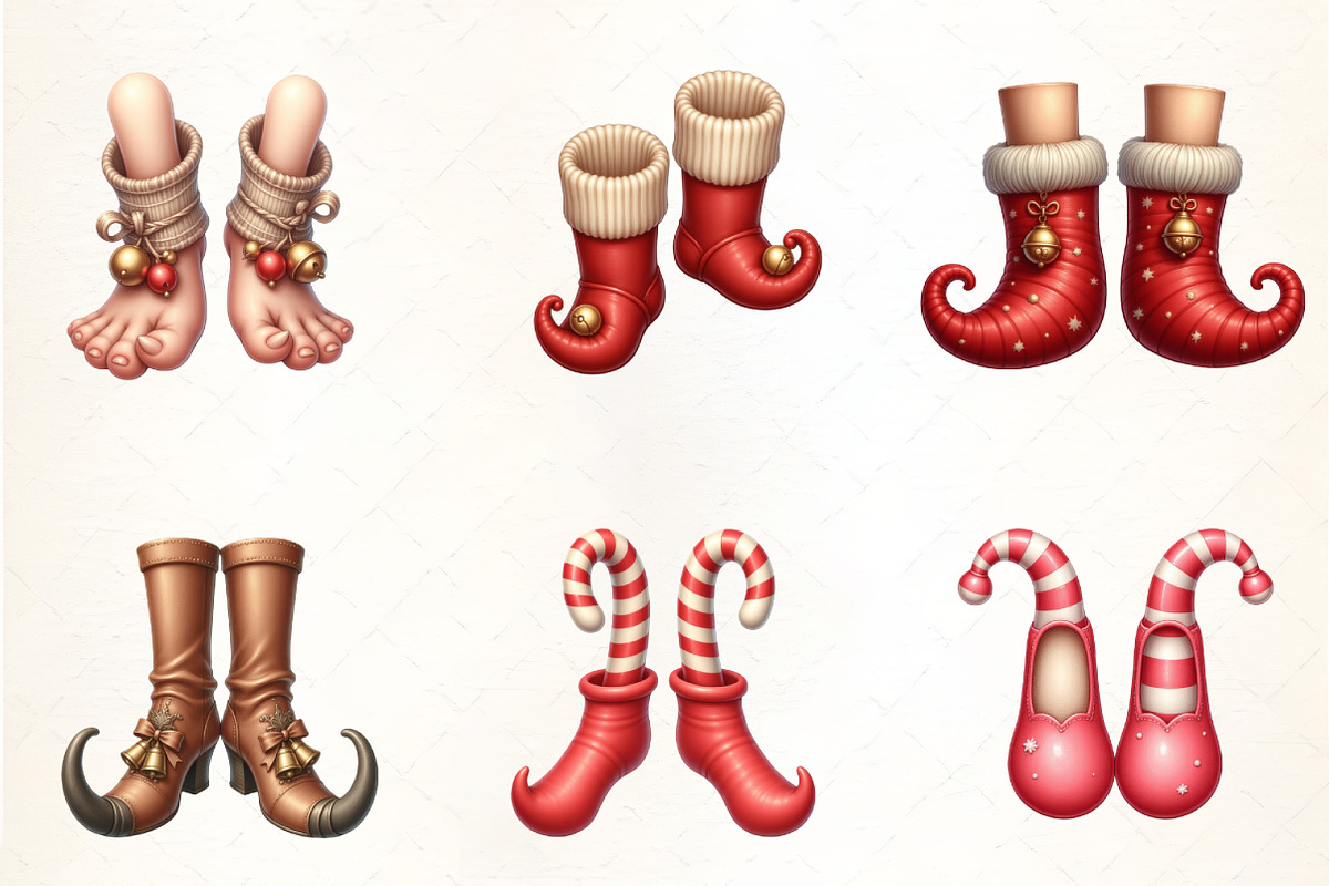 Christmas Elf Shoes Clipart, an Illustration by CrexoraLab (Photo 1 of 5)