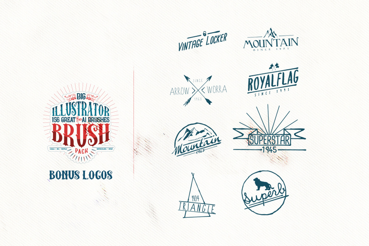 156 Illustrator Brush Pack + Bonus preview 2