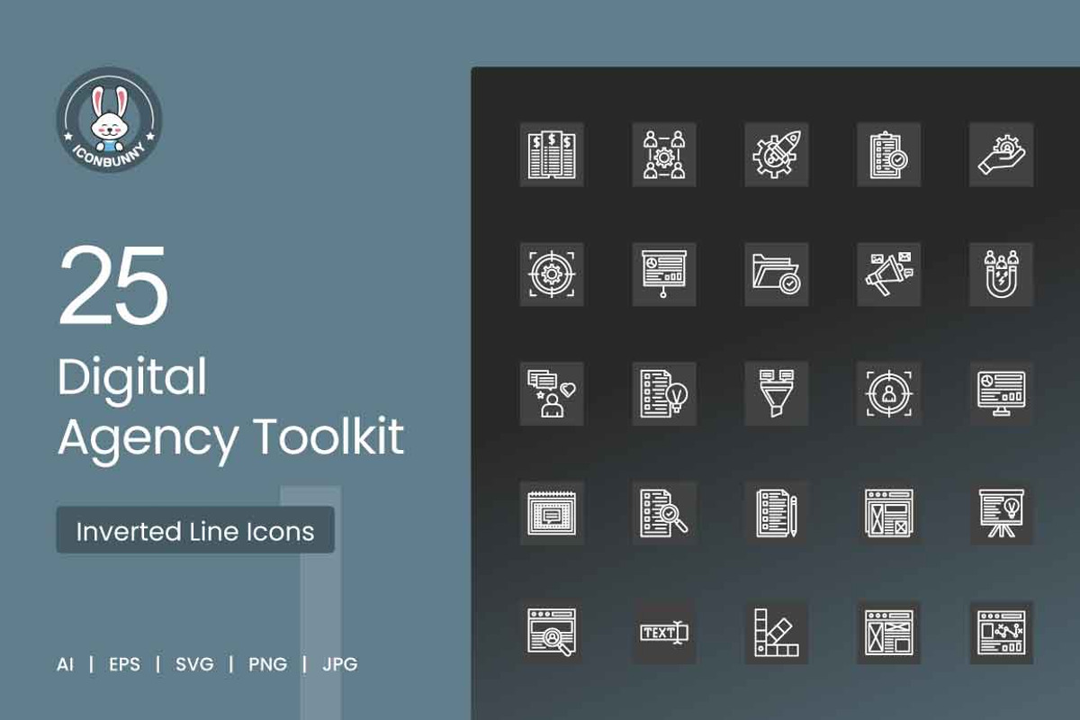25 Digital Agency Toolkit Icons, an Outline Icon by IconBunny (Photo 1 of 2)