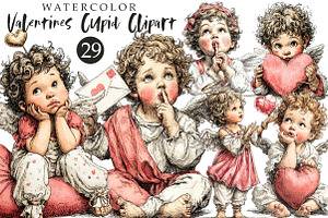 Valentines Cupid Clipart, an Illustration by OK Design