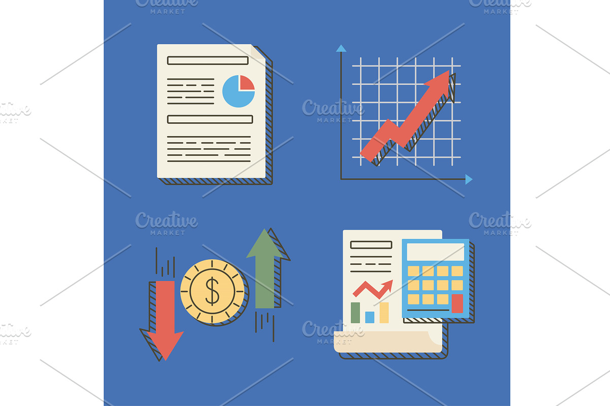 four financial economy icons, a Finance Illustration by studiogstock
