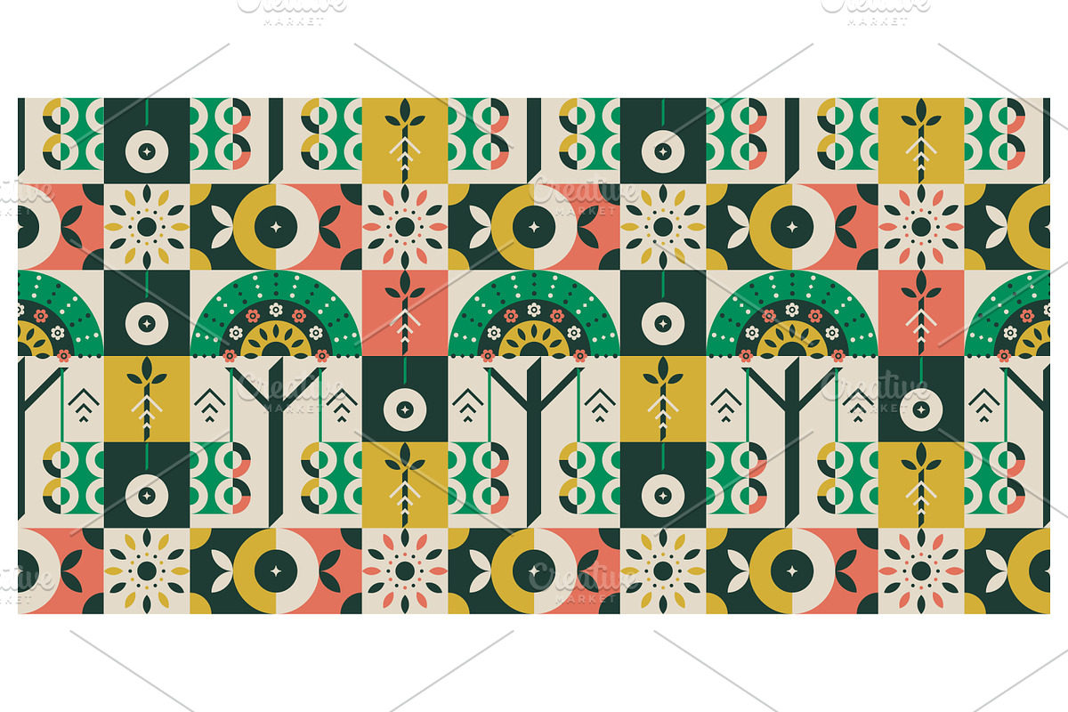 Geometric Folk Art, a Decorative Illustration by Creative Backgrounds