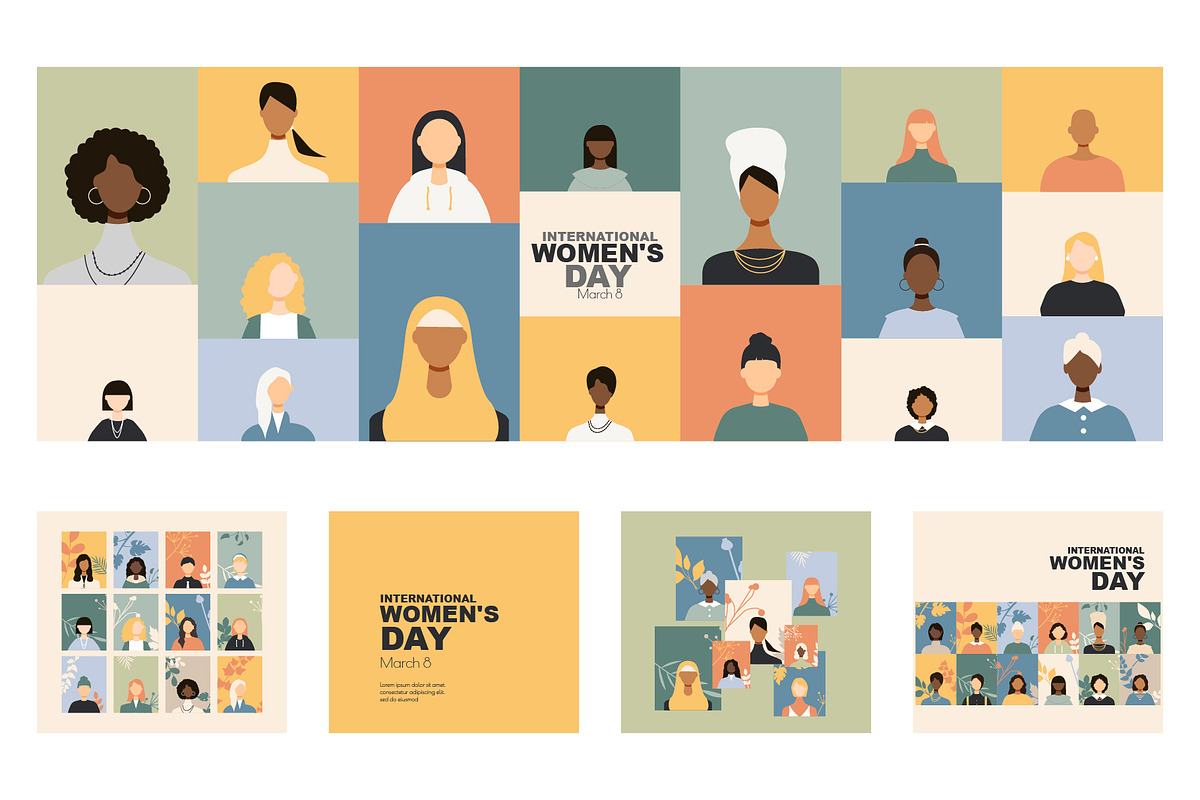 Women's Day set. Modern design, a Person Illustration by Stafeeva (Photo 1 of 7)