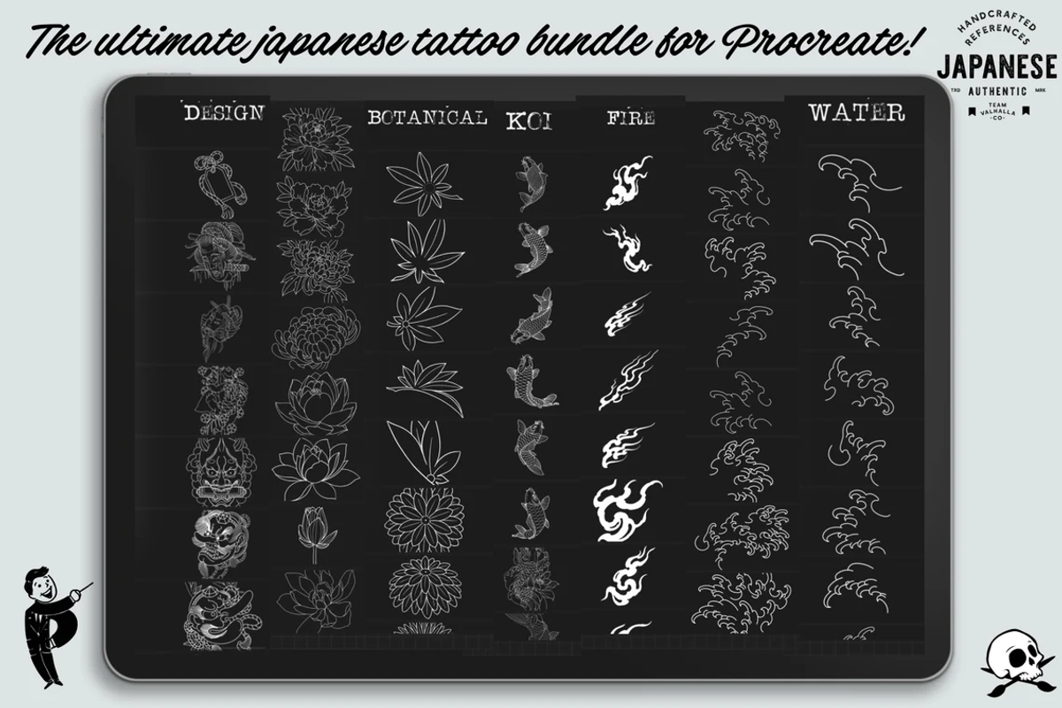 Procreate - Japanese tattoo, a Brush Add-On by Studio.Valhalla (Photo 4 of 10)