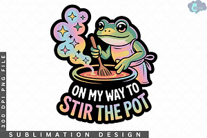 Funny Frog on My Way to Stir the Pot, a Graphic by Cut File