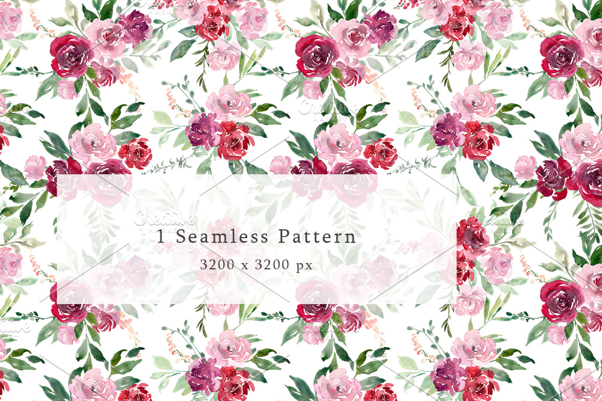 Watercolor Red Blush Pink Flowers, an Illustration by GraphicsDish (Photo 3 of 6)