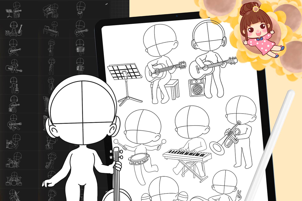 Procreate Chibi musician Stamps