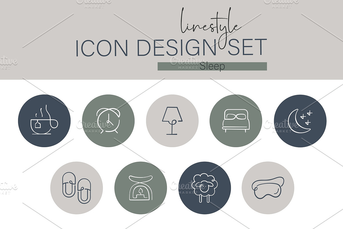 Linestyle Icon Design Set Sleep, an Outline Icon by pepulousdsg