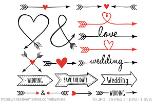 70 wedding arrows clip art set