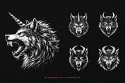 10 Bundle Dark Art Wolf Horn Scary, an Illustration by Morspective (Thumbnail 5 of 7)