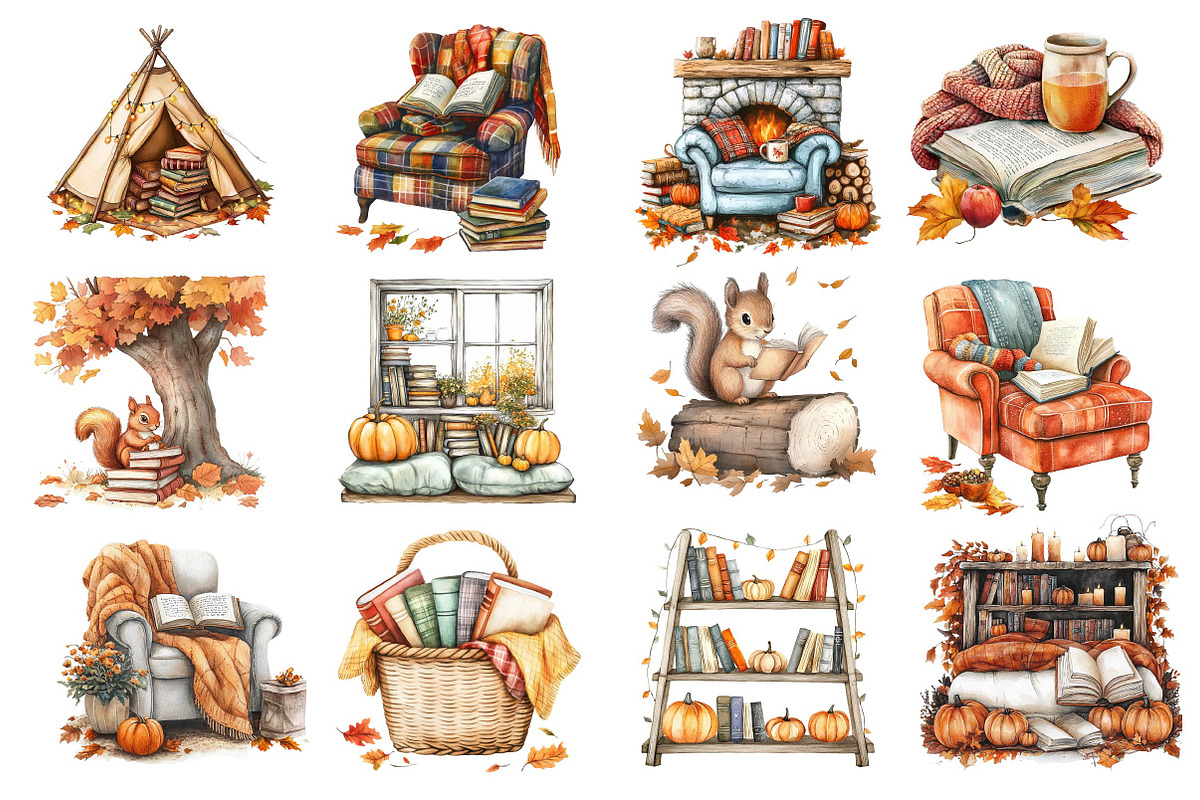 Fall Reading Nook Clipart, an Illustration by Dream Creation (Photo 2 of 4)