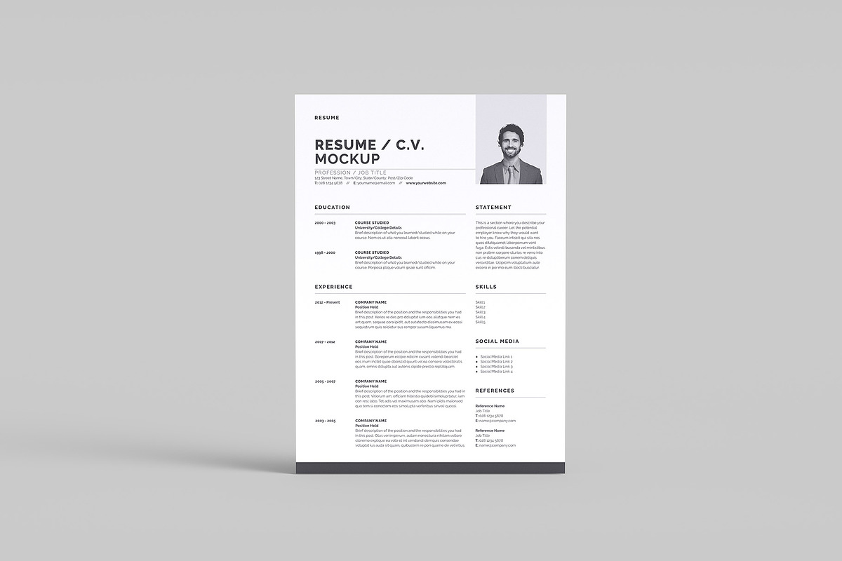 Resume - Curriculum Vitae Mockup, an Advertising Mockup by Illusiongraphic (Photo 5 of 22)