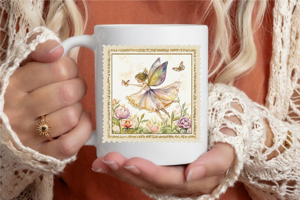 Whimsical Spring Fairy Postage Stamp, an Illustration by designcity5 (Photo 5 of 5)
