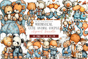 Cute Animal Couple Clipart, an Illustration by DreamArtGraphic (Thumbnail 1 of 4)