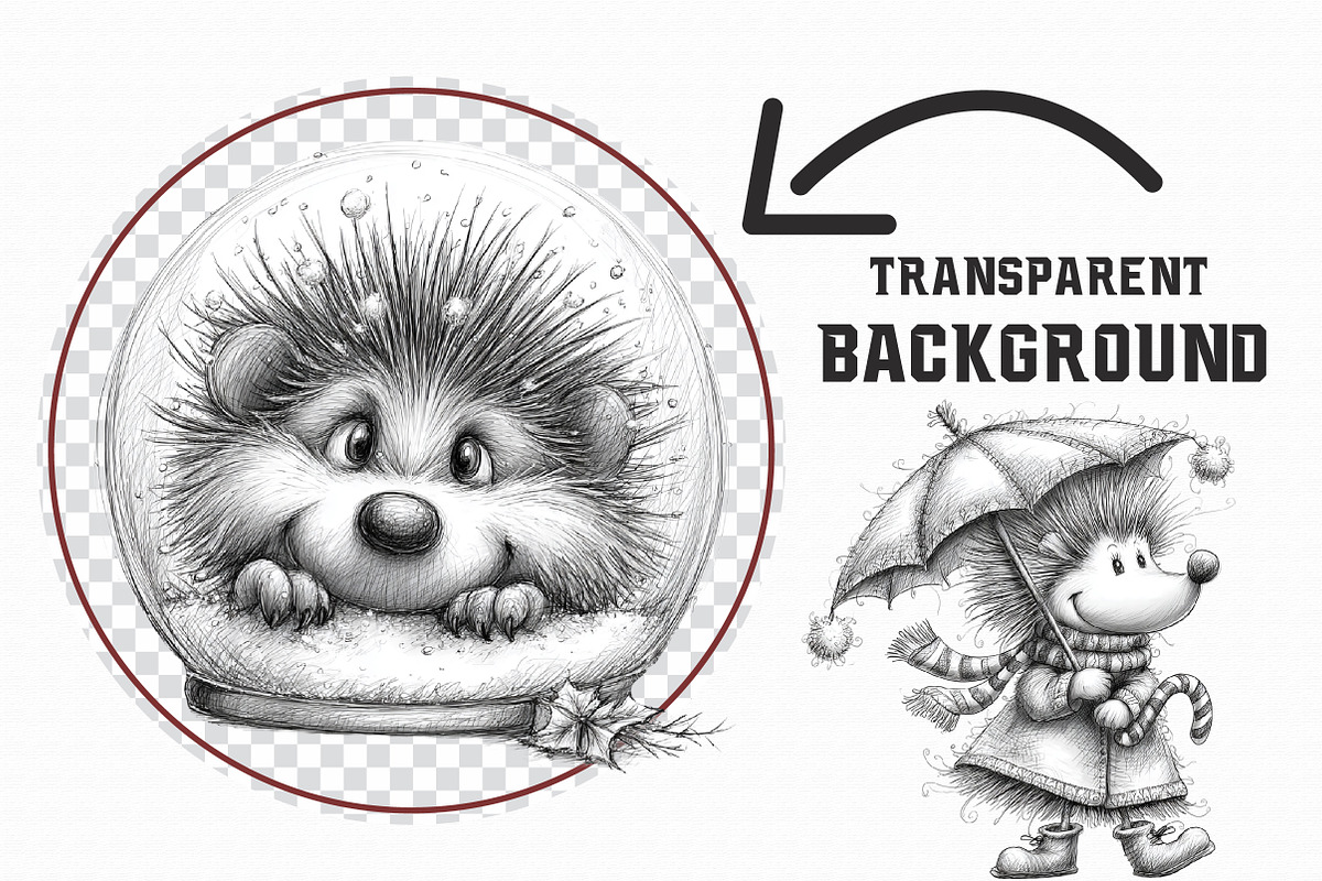 Funny Christmas Hedgehog Sketch Art, an Illustration by Libby Wishes (Photo 9 of 9)