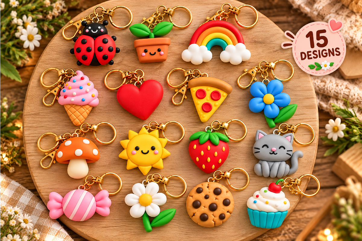 Kawaii Food Keychain STL Bundle, a Food & Drink 3D Model by Layerology (Photo 2 of 3)