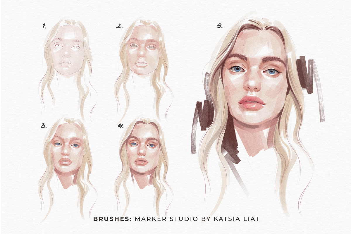 Marker Studio | Procreate Brushes, a Brush Add-On by Katsia Liat (Jazwinska) (Photo 6 of 10)