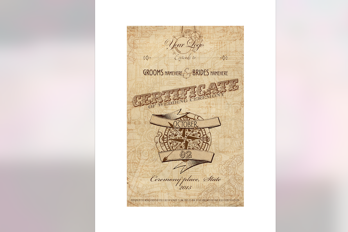 Steampunk wedding certificate PSD, an Illustration by art.podolski (Photo 1 of 3)