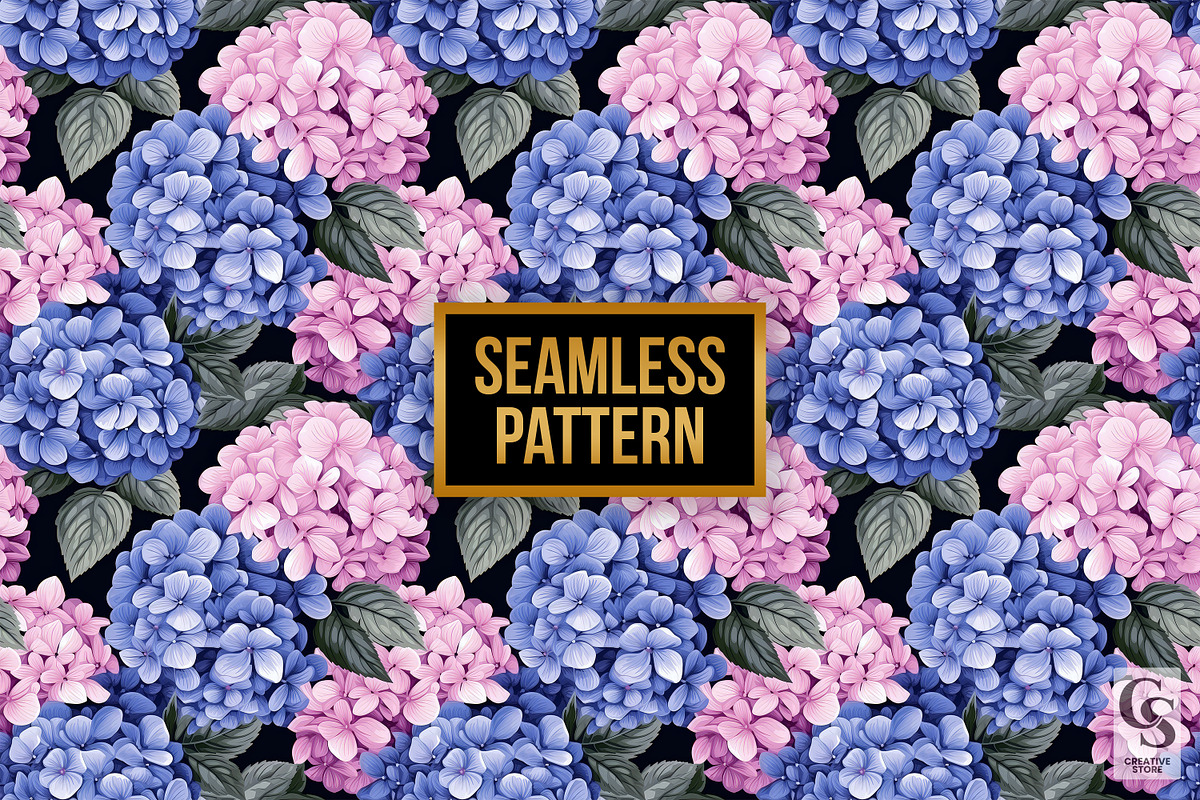 Hydrangea Flowers Seamless Pattern, a Pattern Graphic by Creative Store (Photo 3 of 4)