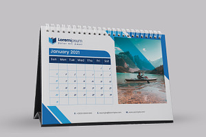 Blue Desk Calendar 2021