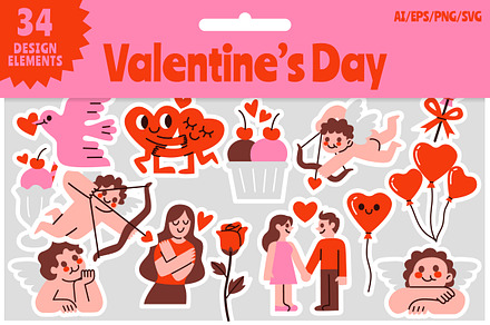 34 Valentine Design Elements