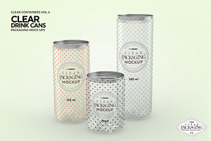 Clear Drink Cans Packaging Mockup