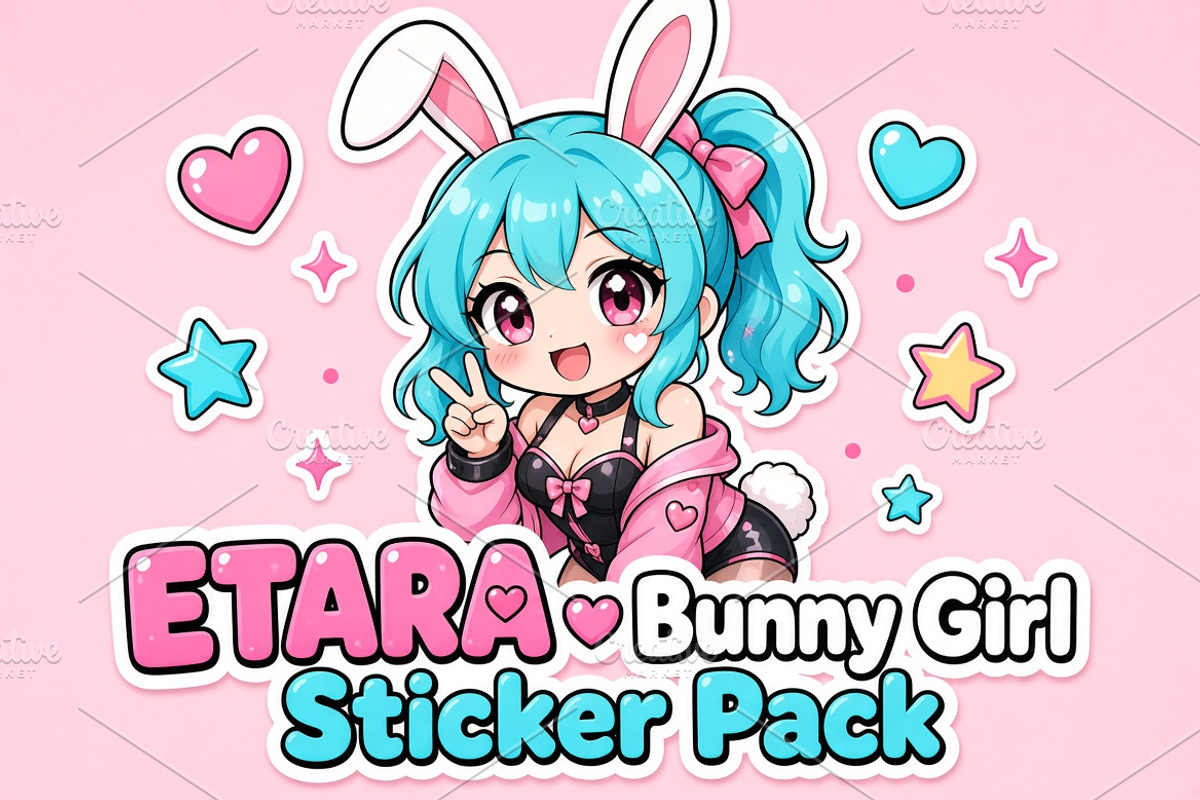 Bunny Girl Stickers — 50 PNG, a Person Illustration by ETARA by Mea Hau (Photo 1 of 17)
