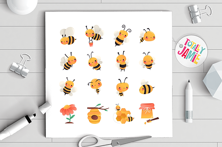 Super Cute Cartoon Honey Bees Set
