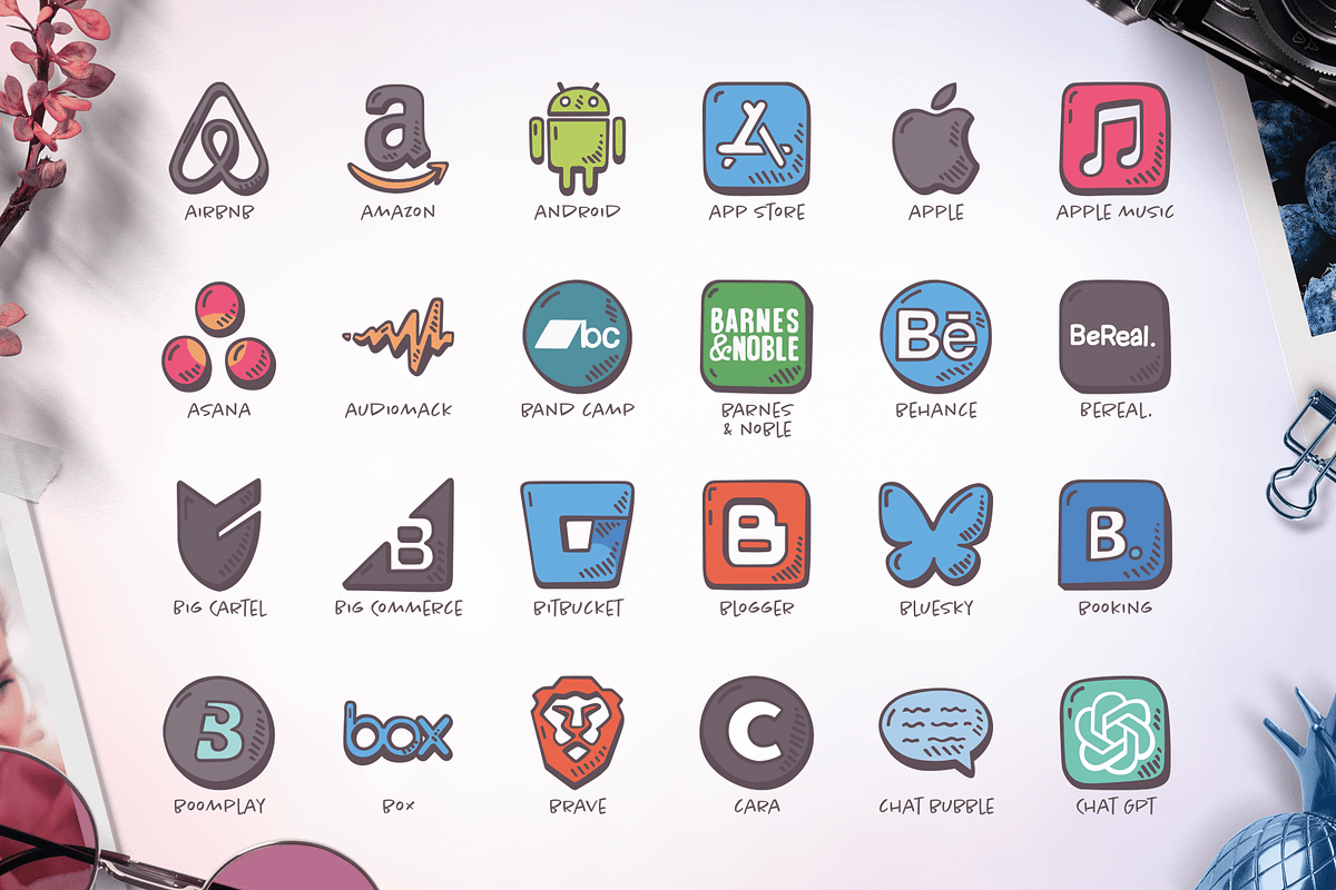 Hand-drawn Social Media Icons, a Solid Icon by Good Stuff No Nonsense (Photo 2 of 13)