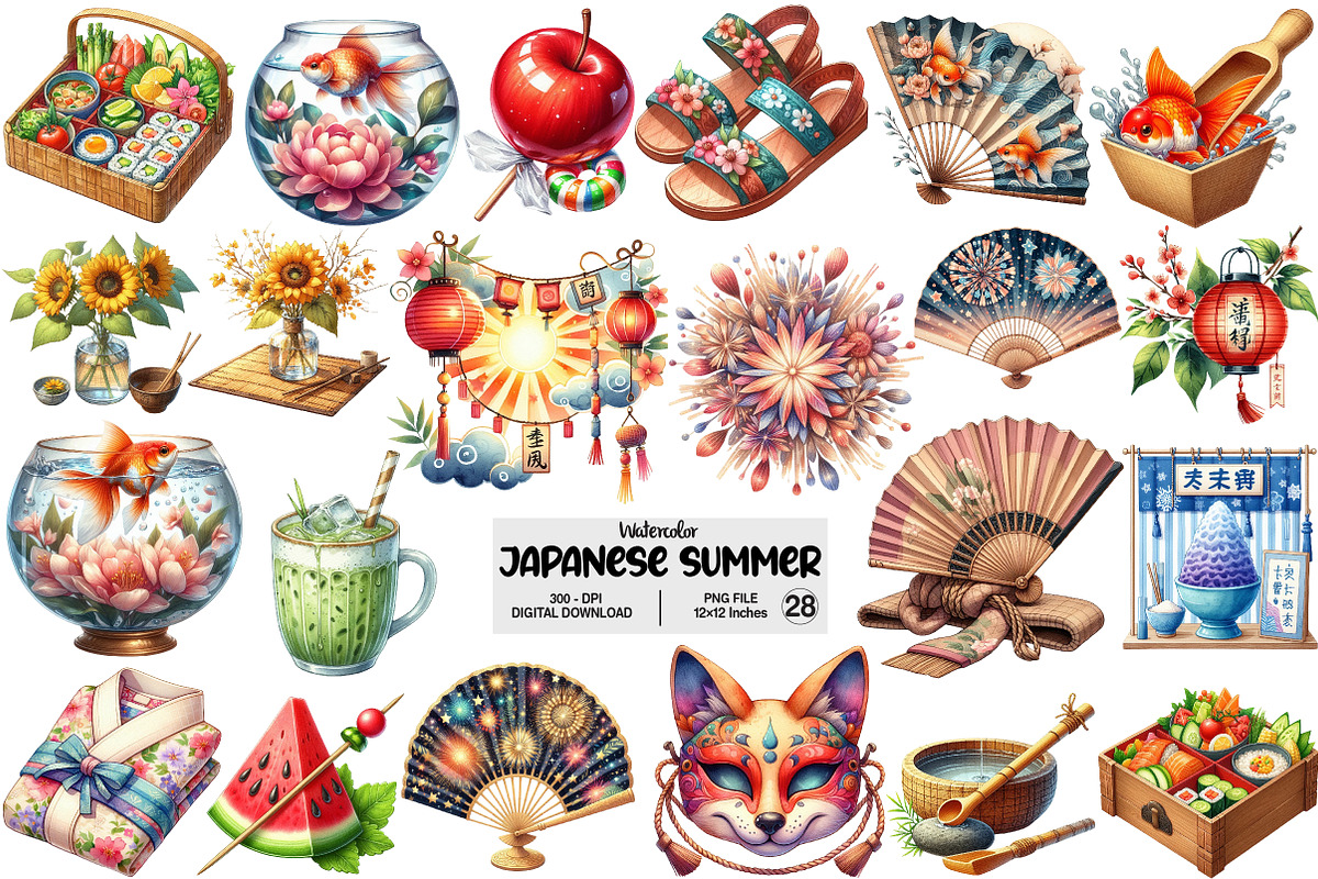 Japanese Summer Aesthetic Clipart, an Illustration by Pixels.Craft (Photo 1 of 7)