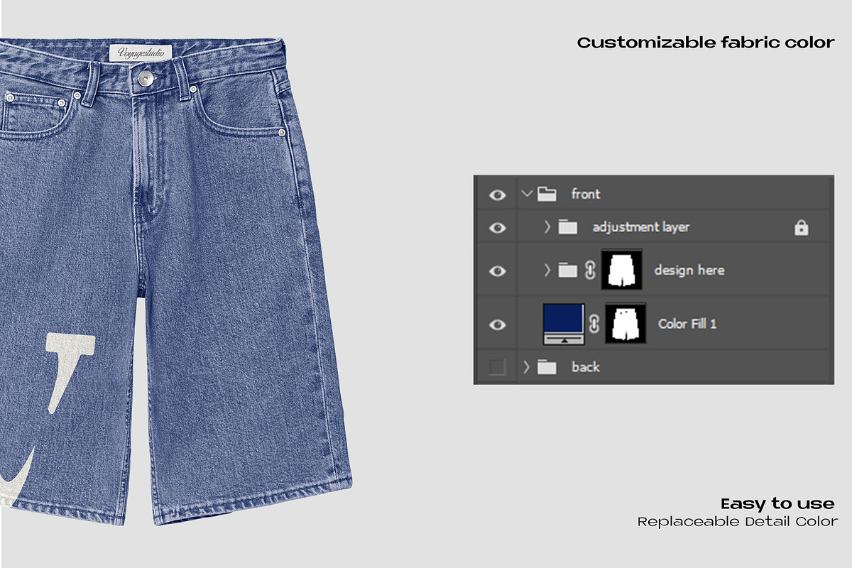 Jorts pants mockup, an Apparel Mockup by Voyage Studio (Photo 3 of 3)