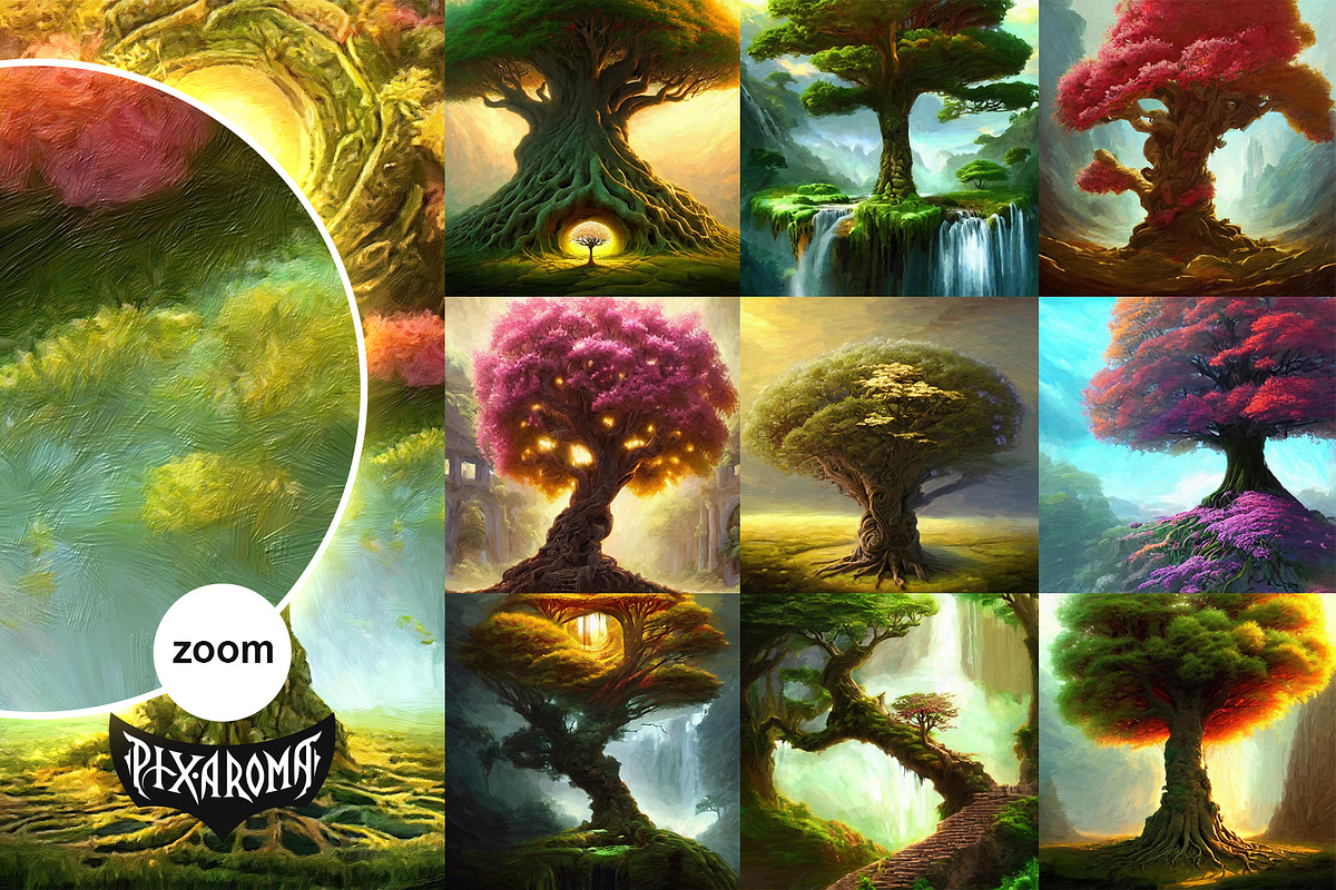 100 Fantasy Trees - Oil Painting Art, an Illustration by pixaroma (Photo 2 of 18)