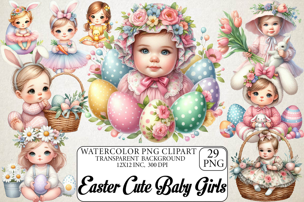 Easter Cute Baby Girls Sublimation, an Illustration by DreamPrint404 (Photo 1 of 5)