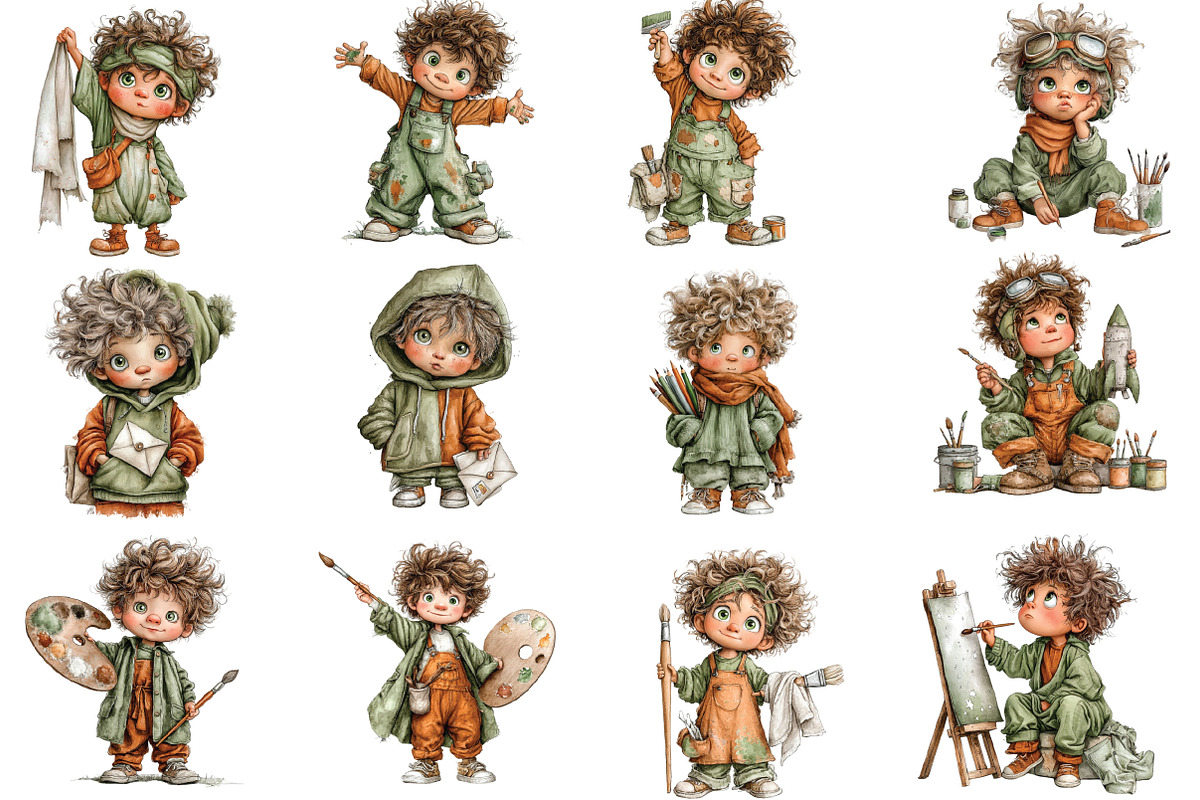 Whimsical Christmas Boy Clipart, an Illustration by CraftArtStudio (Photo 2 of 6)