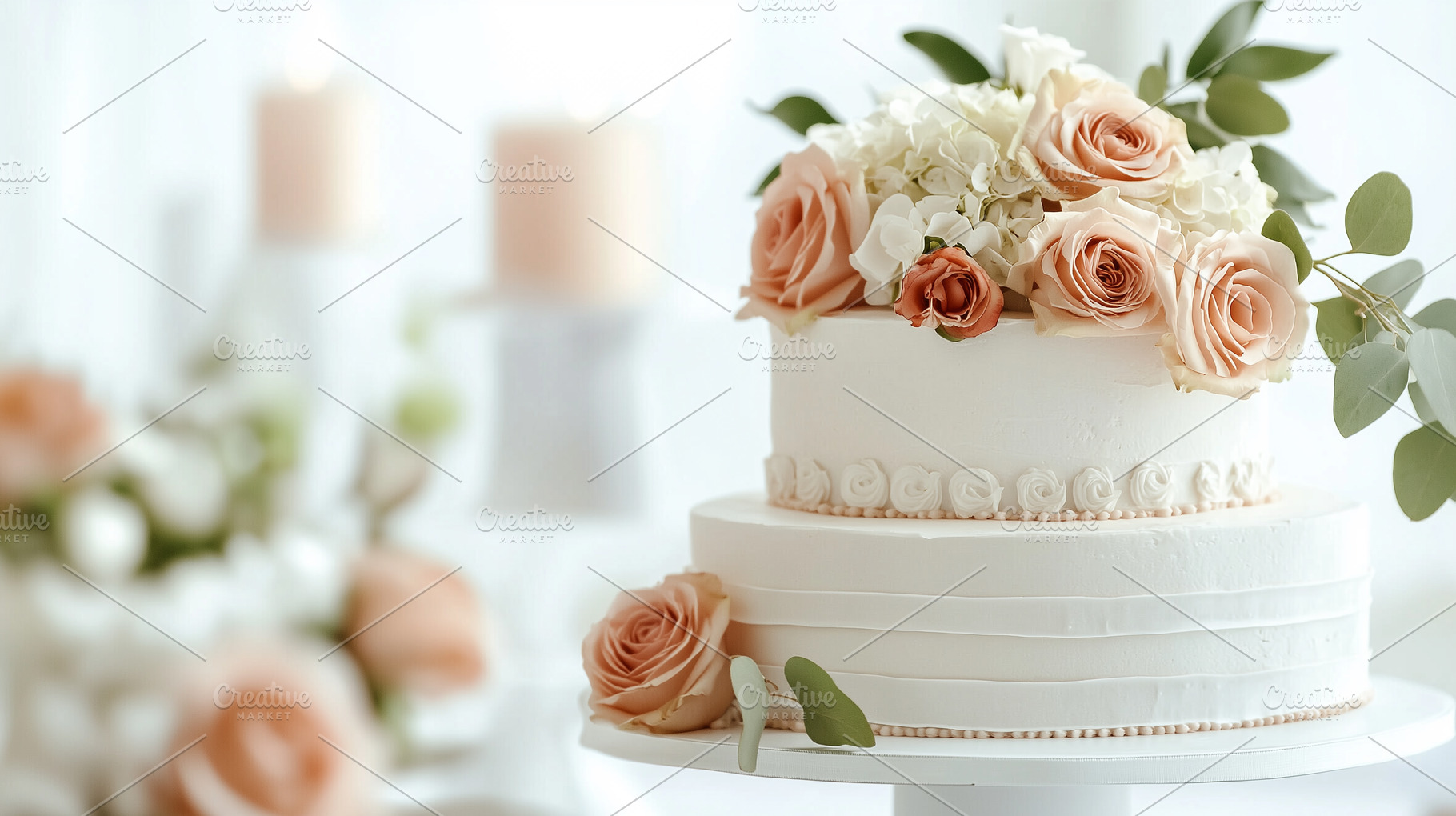 Wedding cake with floral decorations, a Food & Drink Photo by MistyDay